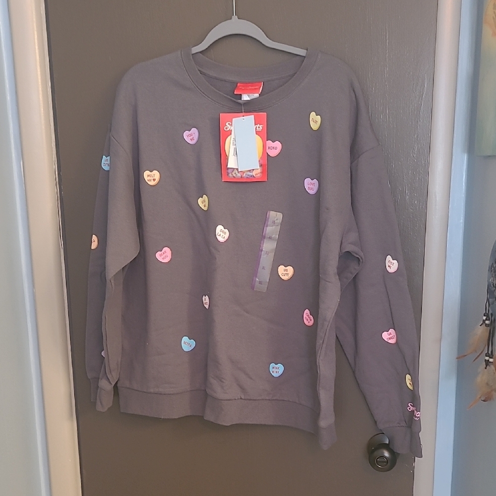 Supreme Gray Sweatshirt with Heart Patches